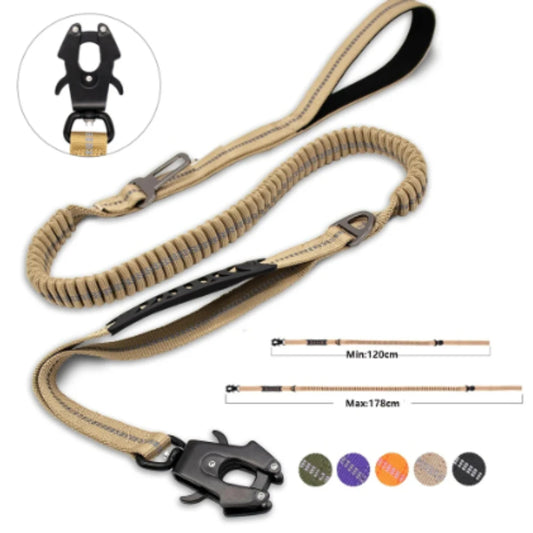Reflective Bungee Dog Leash – Heavy Duty No Pull with Seatbelt