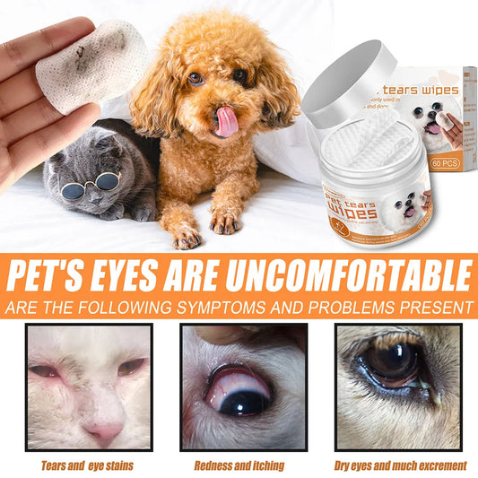 60pcs Pet Eye & Ear Wet Wipes – Disposable Cleaning