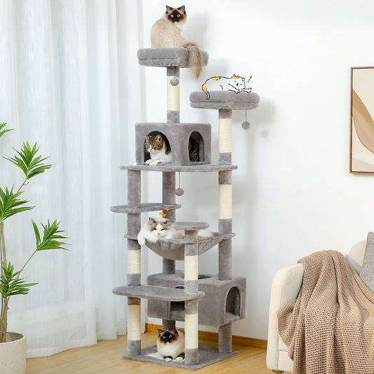 Large Cat Tree & Tower – Hammock, Condos & Scratching Posts