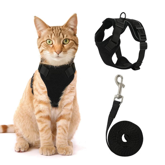 Cat Harness Leash Set – Adjustable Reflective Escape Proof Vest