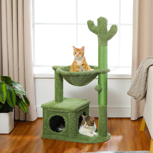 Cactus Cat Tree with Condo & Hammock – Scratching Post